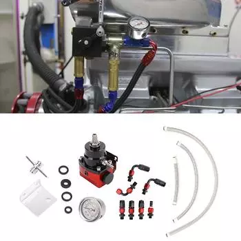 Регулятор топлива, комплект регулятора давления топлива, регулируемый автомобильный, черный, красный, комплект регулятора давления топлива, масляный манометр 0-100 фунтов на квадратный дюйм