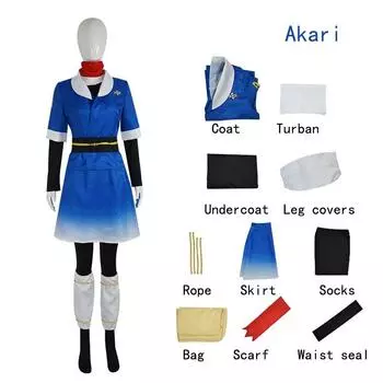 Rei Akari Legendsarceus Cospaly Costume Full Set Game Party Halloween Akari,XL