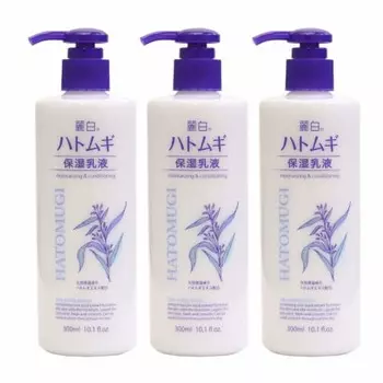 Reihaku Coix ячменная увлажняющая эмульсия 300 мл x 3 флакона в наборе Всего 900 мл Большая емкость Экстракт ячменя Coix Керамиды Вазелин Масло ши Сделано в Японии