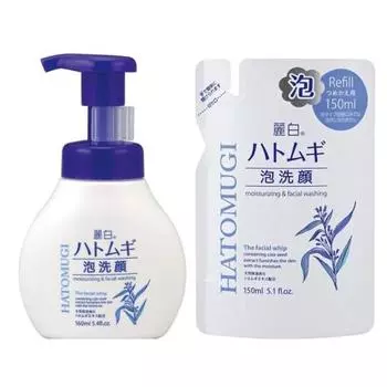 Reihaku Hatomugi foam face wash 1 unit, 1 refill set