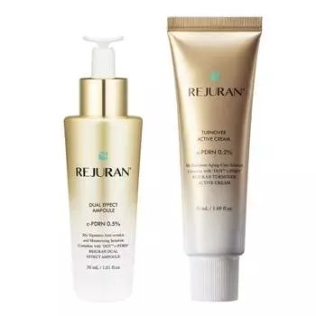 REJURAN Official Gold Set/Dual Effect Ampoule 30mL + Turnover Active Cream 50mL Skin Care Korean Cosmetics