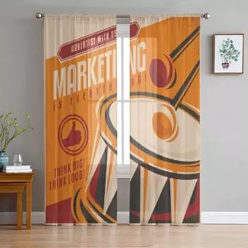 Реклама и маркетинг, креативная концепция дизайна, прозрачные тюлевые шторы для гостиной, кухни, украшения, вуаль, шторы из органзы 135W x 114H(cm)