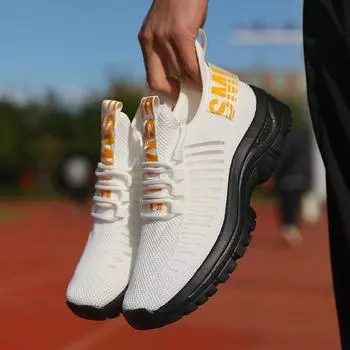 Рекламные летние мужские туфли, легкие, прочные, с сетчатым верхом, дышащая, нескользящая подошва, кроссовки для бега на открытом воздухе 36