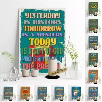 Рекламные вывески, Ретро-плакаты, Цитаты о позитивной энергии, Ободряющие лозунги, Карикатурные иллюстрации 21cm30cm NoFrame