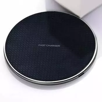 Рекламный подарок, круглый 10 Вт, ультратонкий, быстрая зарядка, беспроводное зарядное устройство для iPhone, Samsung, HUAWEI чёрный
