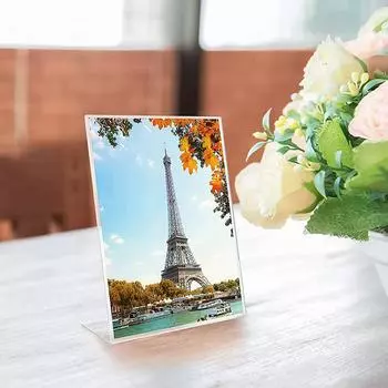 Рекламный стенд A6/L-образный кронштейн, идеально подходит для кафе, ресторана, выставки, офиса, промо-акции - прозрачный акрил чистый