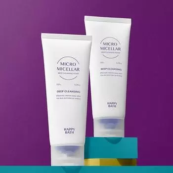 [Рекомендуется для жирной кожи] Микромицеллярная пенка для глубокого очищения Happy Bath 150 г, Корейское очищение