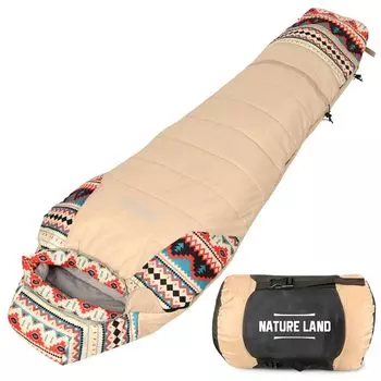 [Рекомендуется инструктором лагеря] Спальный мешок NATURE LAND, Компактный спальный мешок, Характеристики ткани одеяла, Всесезонный, Кемпинг, На открытом воздухе (1000г,