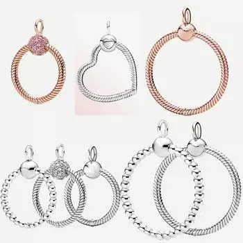 Рекомендую 925 пробы стерлингового серебра O Love Heart розового золотистого цвета CZ кулон подходит для ожерелья женщин DIY Charm Jewelry