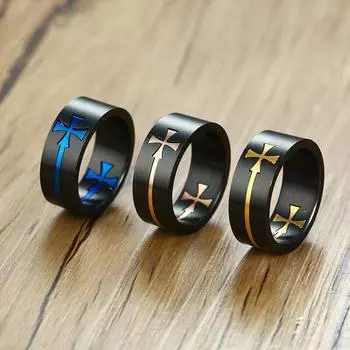 Рекомендую простое кольцо из нержавеющей стали для мужчин, ювелирные изделия, синие кольца оптом, розовое золото, крест на палец, мужское кольцо оптом 11