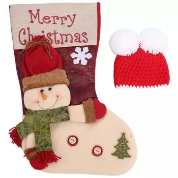 Реквизит для детской фотосъемки Рождественская тема Спальный мешок Шапка Фотосессия Костюмы для новорожденныхСнеговик