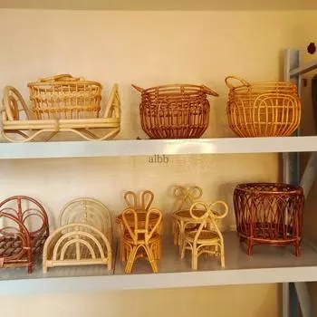 Реквизит для детской фотосессии, Ретро корзина, тканая кукла, игрушка для фотосъемки новорожденных, позирование в студии, подарок для мальчиков и девочек