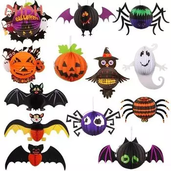 Реквизит для фонарей на Хэллоуин, тыква ужасов, привидение, летучая мышь, подвеска, украшение на дверь, настенный фонарь на Хэллоуин, реквизит для ролевых игр, аксессуары