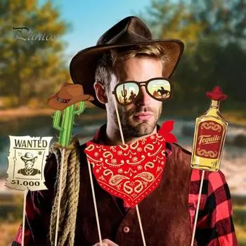 Реквизит для фотобудки Western Cowboy, плакат «Хотится ковбой», набор рамок для селфи, товары для деревенской вечеринки в стиле Дикого Запада Sets