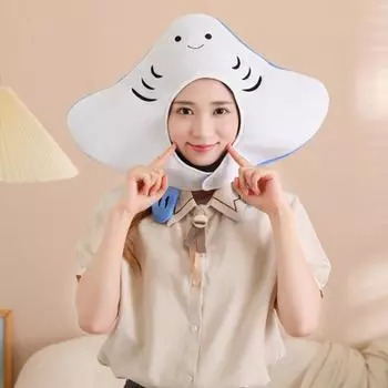 Реквизит для фотографии с изображением рыбы, регулируемая плюшевая шляпа, милый головной убор, аксессуары для волос, шляпа для выступлений, костюм для Хэллоуина белый