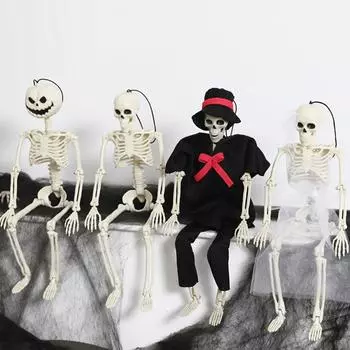 Реквизит для Хэллоуина в виде черепа, жуткое украшение для дома с привидениями, реалистичная скульптура скелета для празднеств в помещении и на открытом воздухе A
