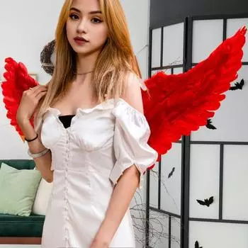 Реквизит для косплея на Хэллоуин, ангельское крыло с резинкой, гусиное перо, яркие цвета, хорошая детализация, сценическое шоу, ролевые игры, вечеринки, танцы, поддельное крыло белый