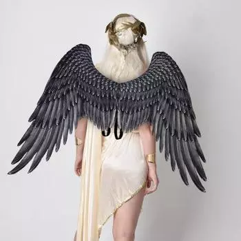 Реквизит для косплея на Хэллоуин с резинкой, искусственная кожа, хорошая детализация, сценическое шоу, ролевые игры, вечеринки, танцы, поддельное крыло чёрный