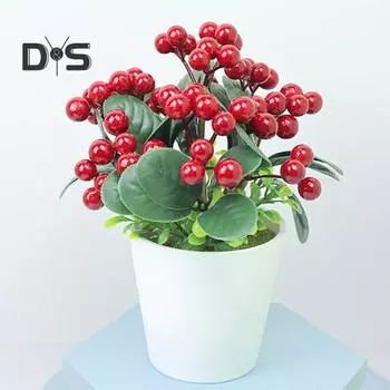 Реквизит для съемок, искусственный бонсай, имитация растения, красивые дикие фрукты, имитация бонсай красный