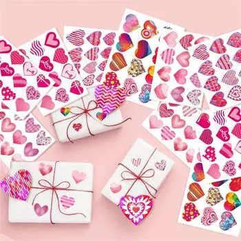 Реквизит для украшения на День святого Валентина, Подарки о любви, Наклейки-запечатки, Самоклеящиеся наклейки, Товары для вечеринок, 4 листа, 48 шт./набор One Size