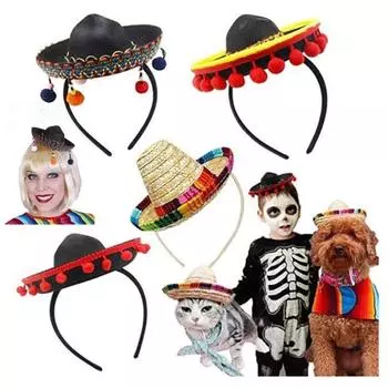 Реквизит, украшения для вечеринки, подарок, мини-сомбреро, повязки для волос, мексиканская шляпа, повязка на голову, женский обруч для волос