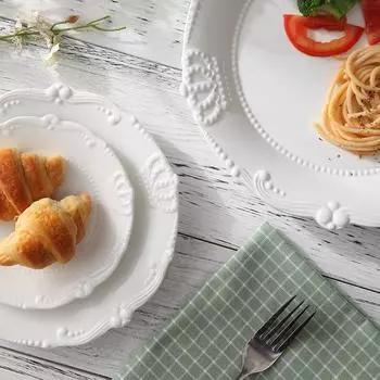 Рельефная керамическая тарелка в стиле ретро, посуда, тарелка для стейка в стиле вестерн, салатная тарелка, десертная тарелка, практичная кухонная утварь