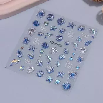 Рельефная медуза, ракушка, океан, наклейка для ногтей, самоклеящаяся морская жизнь, кит, наклейки для ногтей, маникюрные принадлежности, слайдер для ногтей C
