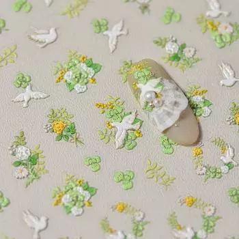 Рельефная наклейка для ногтей Клевер Белый голубь DIY Изготовление украшения to3760