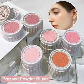 Рельефная пудра для девушек, прессованная пудра, матовые мерцающие, высокопигментированные, стойкие, натуральные, однотонные, женские румяна для макияжа лица A
