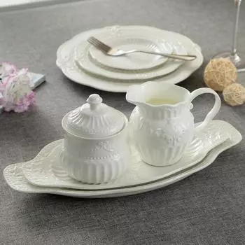 Рельефная сахарница и сливочники в стиле британского барокко, набор роскошных керамических кухонных принадлежностей в стиле рококо, кувшин для молока, кофе 2 Pcs Set