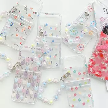 Рельефная задняя крышка с мультяшным цветком для Samsung Z Flip 3 4 5g Ins браслет, милый чехол для телефона Galaxy Flip3 Flip4 For Samsung Z Flip 4