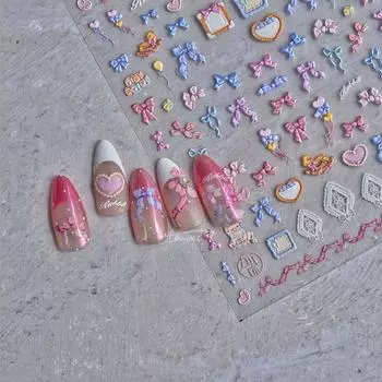 Рельефные цветные наклейки-бантики для ногтей. Изготовление своими руками креативных декоративных наклеек. to2817