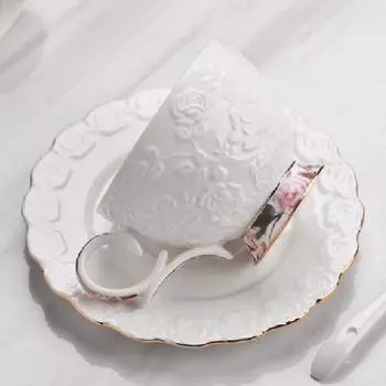 Рельефные цветочные кофейные чашки и блюдца с золотыми керамическими чашками с чашками для молока, кружки для кофе латте, кружки в виде цветка, 200 мл