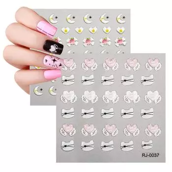 Рельефные наклейки для дизайна ногтей с рисунком, самоклеящиеся цветочные принадлежности для дизайна ногтей, аксессуары для украшения дизайна ногтей RJ0040