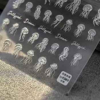 Рельефные наклейки для ногтей в виде медузы 5D-наклейки для ногтей DIY Креативное украшение to1361