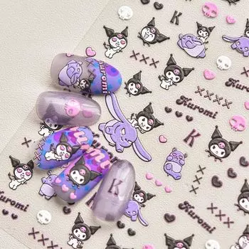 Рельефный дизайн наклейки для ногтей наклейки для ногтей 5D Nail Art Симпатичные наклейки Y2K Симпатичные наклейки Kuromi Ita для дизайна ногтей, идеально подходящие для самостоятельного дизайна ногтей/лица/чехла для смартфона/ручной работы