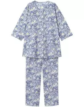 Relax long cotton CDT200 BU [Wacoal & Sleep] Pajamas, 3/4 sleeves, pants, 100% (main body) Women s