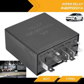 Реле управления двигателем стеклоочистителя лобового стекла 4B0955531A #377 11-контактный сменный для VW Golf 4 Jetta Beetle Passat B5 A4 A6