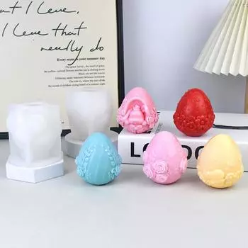 Рельефные пасхальные яйца, свечи, силиконовые формы, розы, голова кролика, смоляные формы, животные, кролик, инструменты для изготовления гипса, лилии, подарки на праздник A