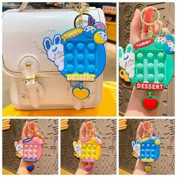 Reliever Fidget Toy Брелок Push Bubble Pinch Bubble Toys Брелок Dimple Toy Брелок для детей розовый