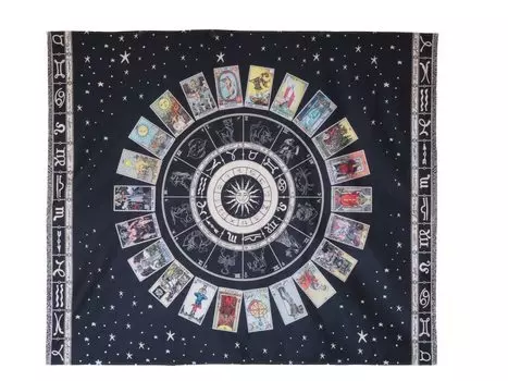 RELIGHT Таро Магия Стена Интерьерная Занавеска 210 x 150 Гобелен, Магия, Гадание, Трюки, Подвесной, (черный (Карты Таро, Толстые) см)