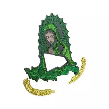 Religious Hat Pin Delicate Hat Embellishment Virgin Themed Lapel Pins Handmade Jewelry Versatile Shirt Bag Badge зелёный