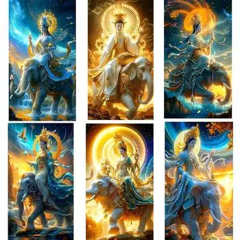 Религиозная алмазная живопись 5DDIY крест вышитая статуя Будды слон полная круглая квадратная алмазная мозаика украшение для дома Full Round 20x40CM