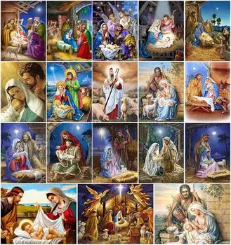 Религиозная религиозная булавка из бриллиантов своими руками, полная бордадо-де-диамантес, мозаичное украшение дель-хогар, рег. Full Round 20x30CM