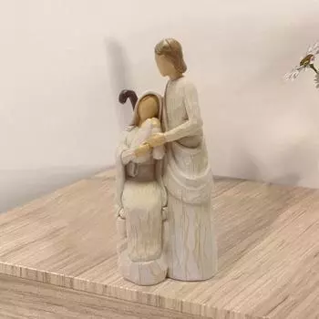 Религиозная семейная статуэтка, украшения из смолы, современный декор для дома, настольная статуэтка, религиозная имитация дерева