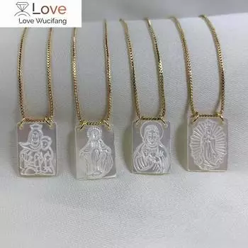 Религиозная вера перламутровая ракушка Иисус Дева Мария Гваделупская кулон ожерелье для женщин ювелирные изделия 45cm