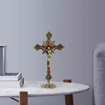 Реликвии Статуэтки Распятие Стенд Стена Домашнее Украшение Часовни Молитва Es золотистый