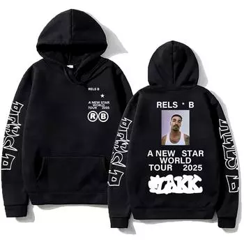 Rels BA New Starworld Tour 2025 Толстовки с капюшоном Pop Мужская Женская Толстовка Новая Трендовая Эстетическая Одежда Пуловеры High Street XS чёрный