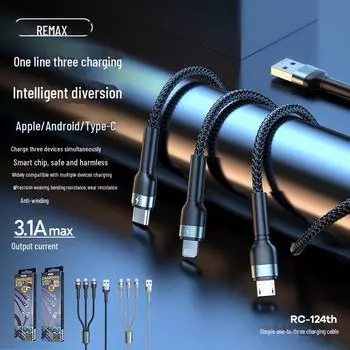 REMAX RC-124th 3-в-1 зарядный кабель для Android 3-in-1 Charging Cable RC-124th чёрный