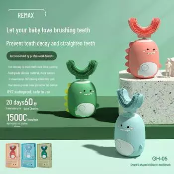 REMAX Ruiliang GH-05 U-образная звуковая электрическая зубная щетка для детей с красным и синим светом null оранжевый